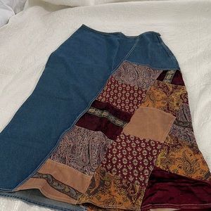 JJill long maxi jean and patchwork skirt.